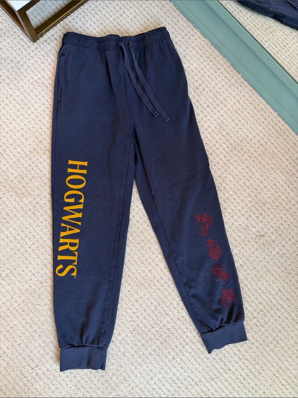 Hogwarts Navy Sweatpants with Gold Lettering